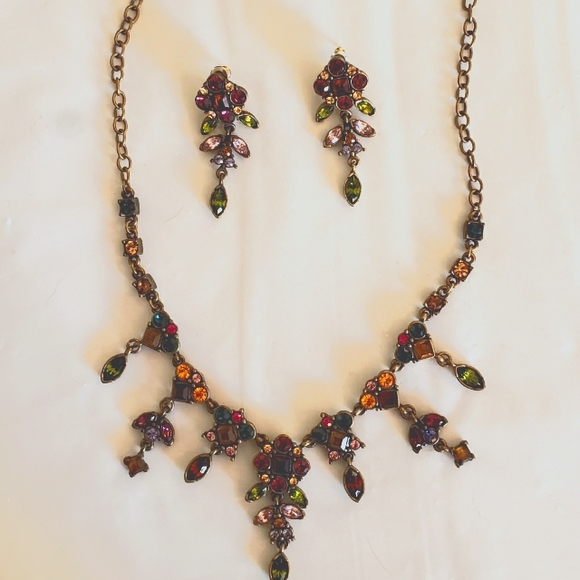 unknown Jewelry - Colorful Simulated Stone Necklace Set 17"